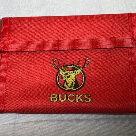NEW Vintage 1980's Canvas Bucks Unisex Wallet BI/TRI FOLD Red with Logo - Picture 1 of 3